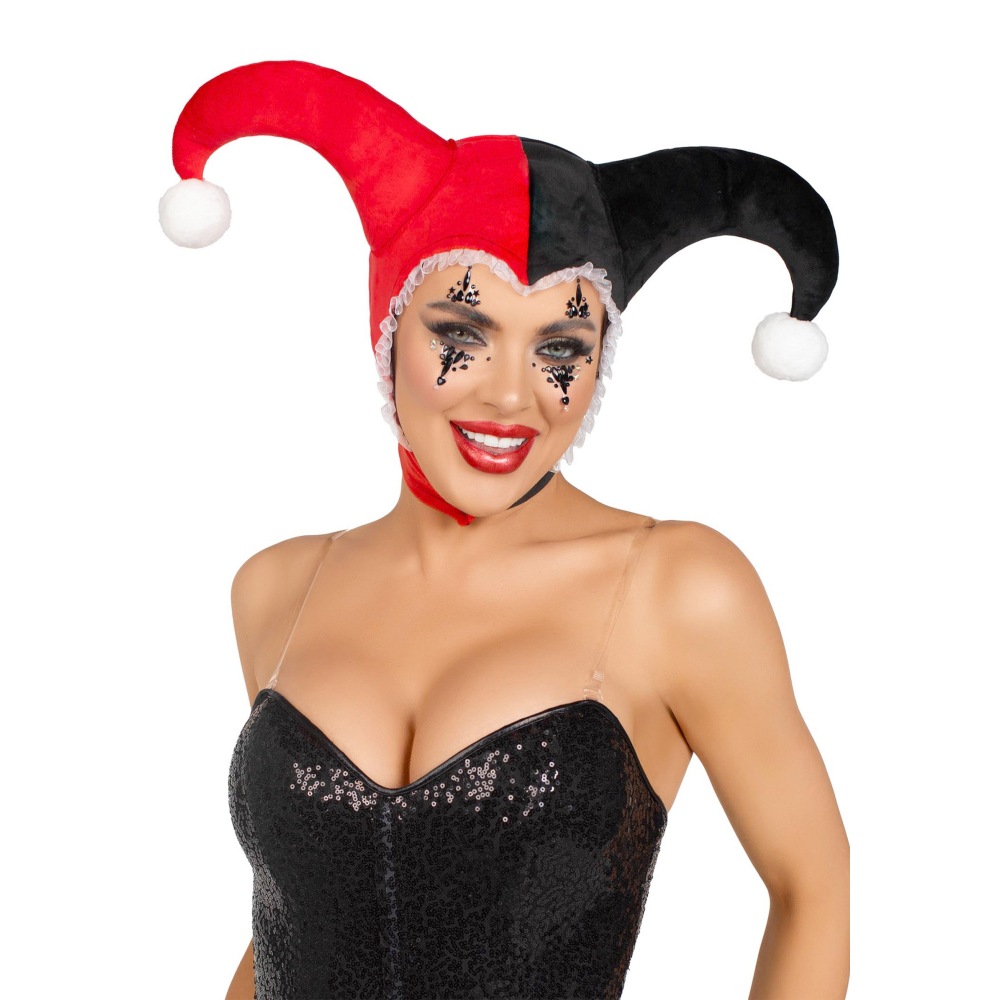 Leg Avenue - Harlequin Bonnet Costume Headpiece - Black/Red